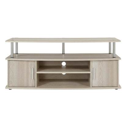 Ice White TV Stand with Cabinets and Shelves for 55-Inch TVs