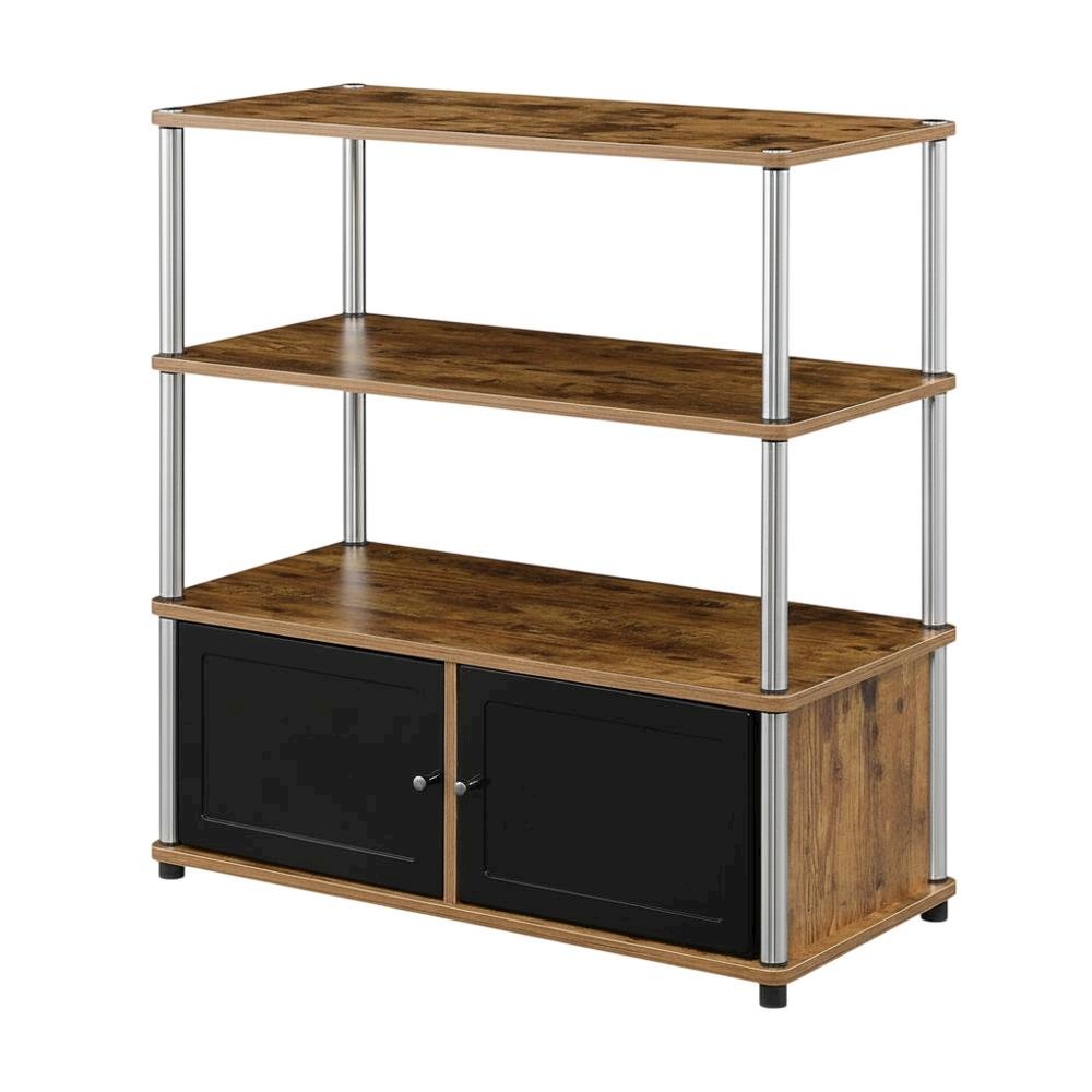 Barnwood TV Stand with Storage Cabinets and Shelves for 40-Inch TVs