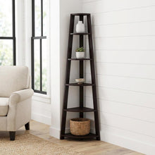 Espresso 5-Tier Corner Bookshelf - Contemporary Style, Sturdy MDF Construction