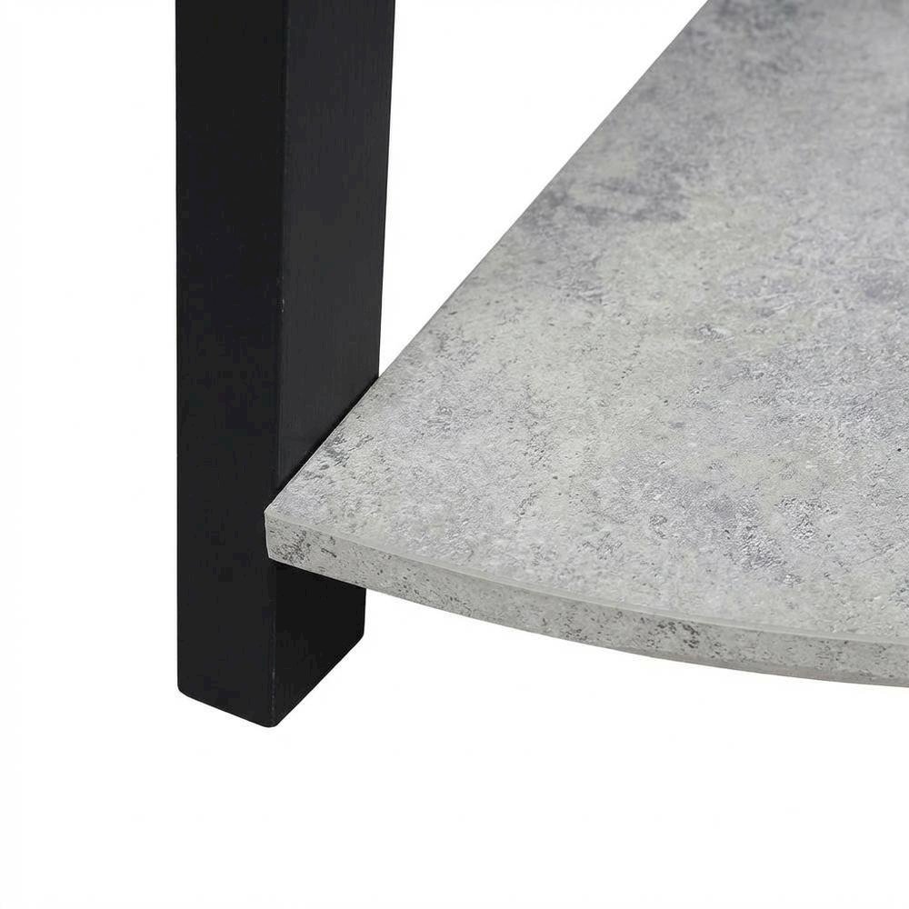 Black 5-Tier Corner Bookshelf with Faux Cement Finish and Modern Style