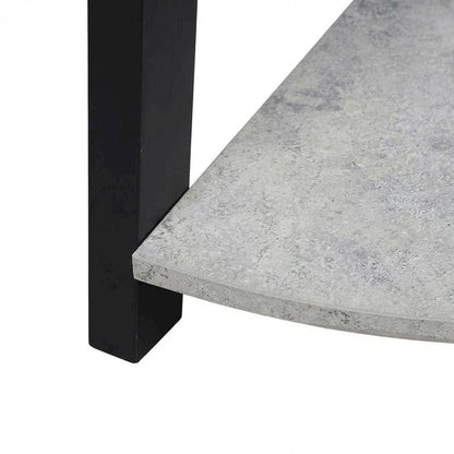 Black 5-Tier Corner Bookshelf with Faux Cement Finish and Modern Style