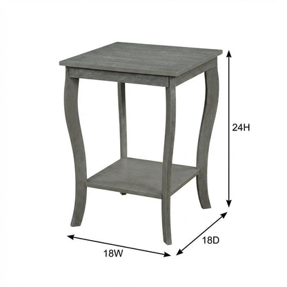 Square End Table with Wirebrush Dark Gray Finish and Modern Design