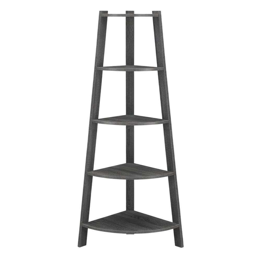 Corner Bookcase with Five Shelves for Space Saving Storage