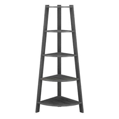 Corner Bookcase with Five Shelves for Space Saving Storage