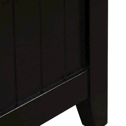 Black end table with built-in charging station and spacious shelf