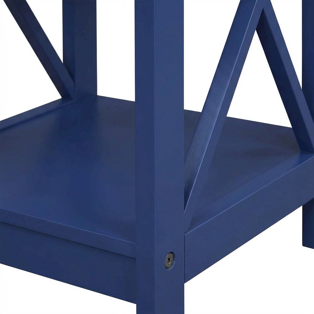Cobalt Blue End Table with Shelves and Multi-Level Storage for Living Room