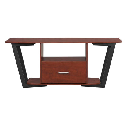 Brown Graystone TV Stand, Shelves, TVs up to 65 Inches, Powder-Coated Metal