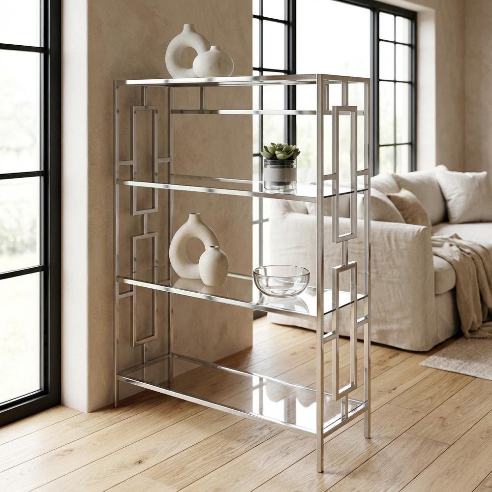 Clear Glass 4-Tier Bookcase with Sleek Contemporary Style