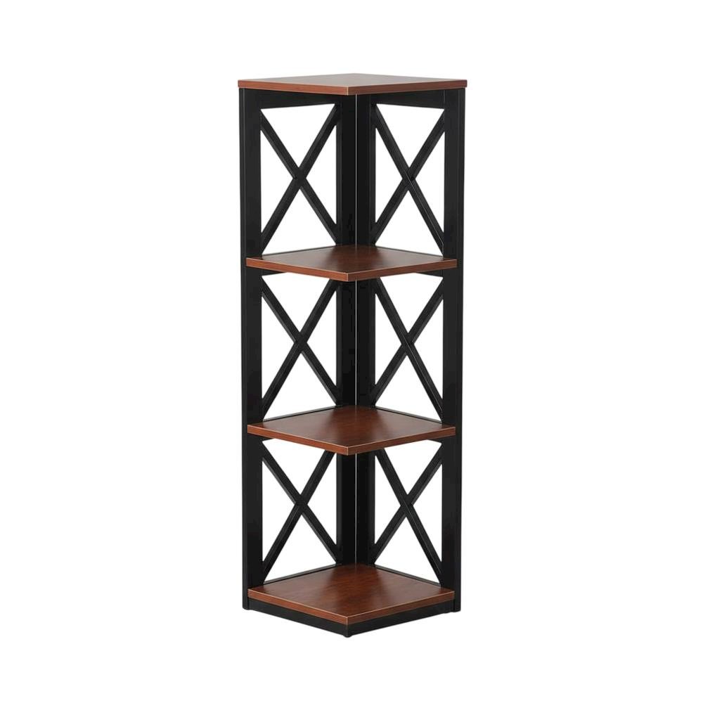 Corner Bookcase in Neutral Finish with Stable Support and Durable Construction