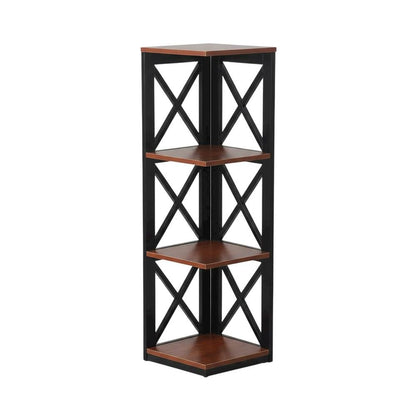 Corner Bookcase in Neutral Finish with Stable Support and Durable Construction