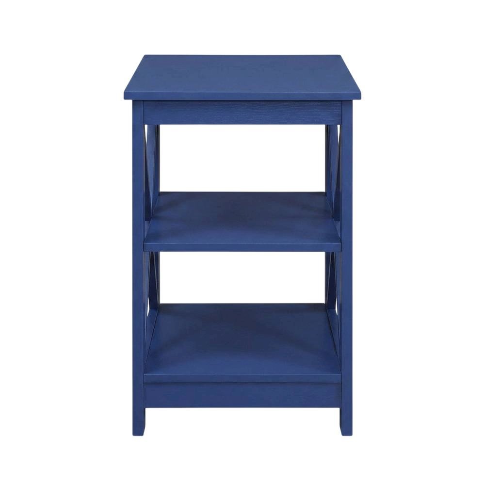Cobalt Blue End Table with Shelves and Multi-Level Storage for Living Room