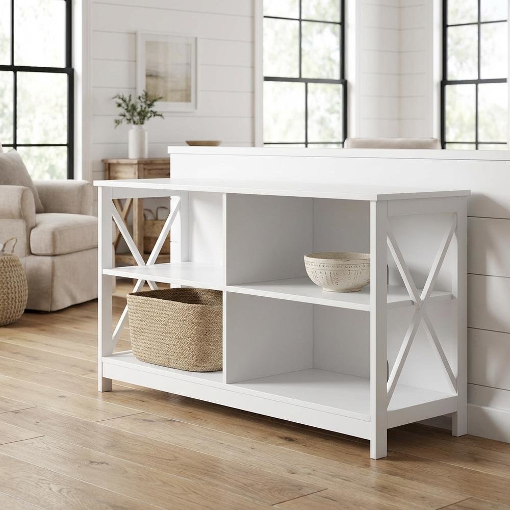 White MDF TV Stand with Clean Design and Ample Storage