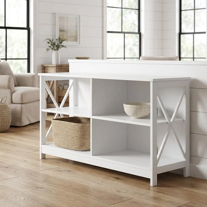 White MDF TV Stand with Clean Design and Ample Storage