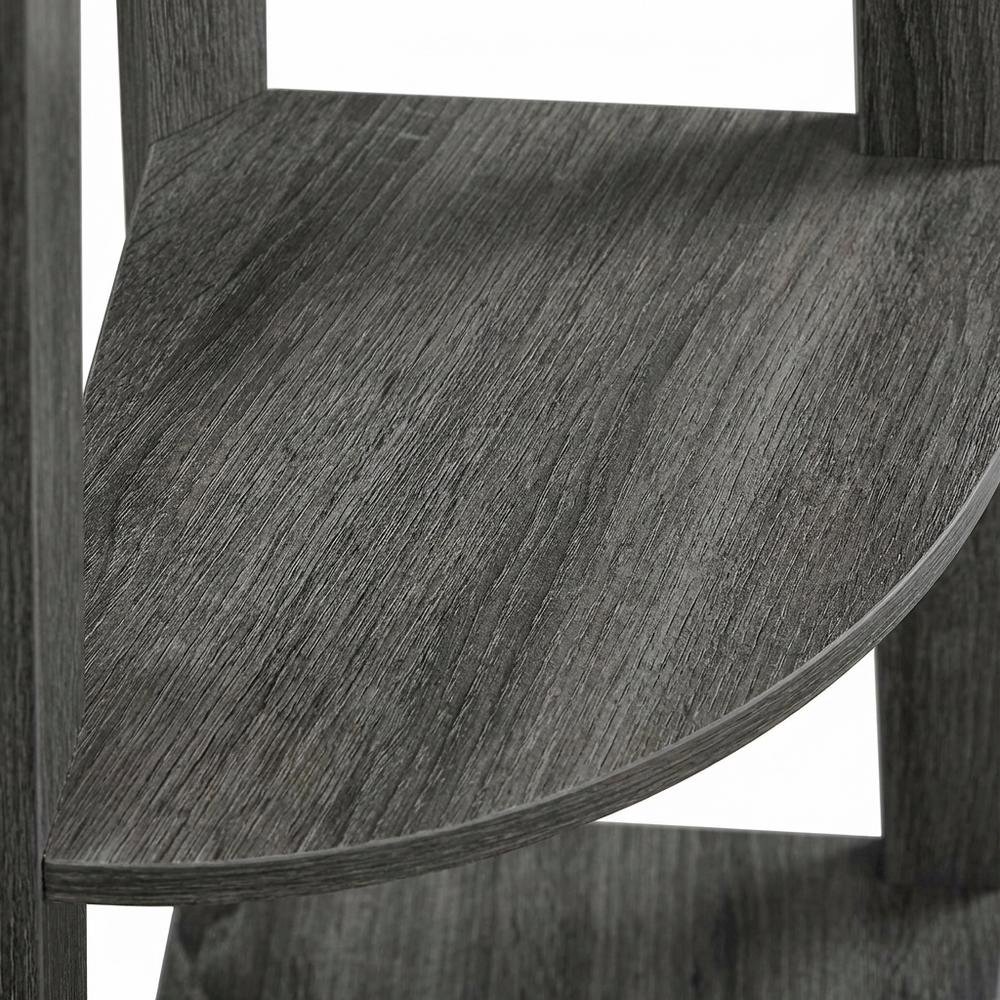 Weathered Gray 5-Tier Corner Bookshelf with Contemporary Design