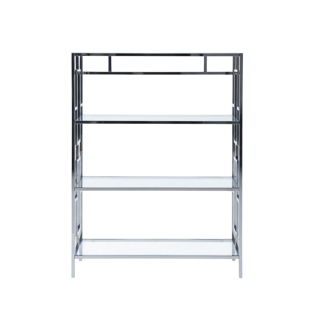 Clear Glass 4-Tier Bookcase with Sleek Contemporary Style