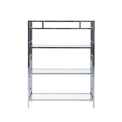 Clear Glass 4-Tier Bookcase with Sleek Contemporary Style