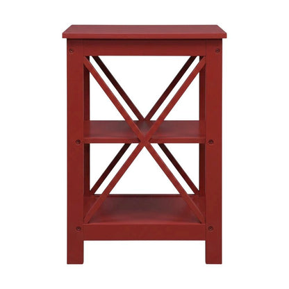 Cranberry Red End Table with Shelves and Transitional Style