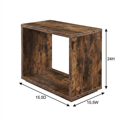 Barnwood Finish End Table with Shelving for Living Room or Bedroom