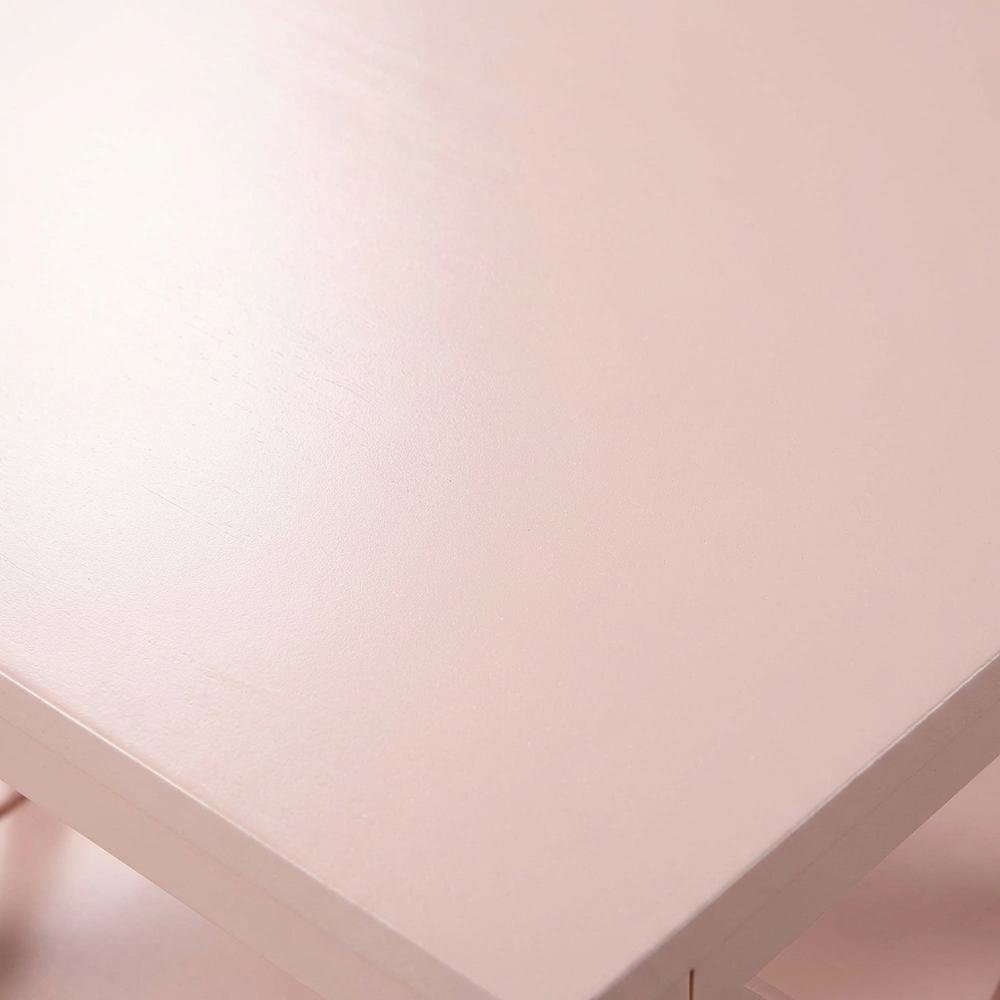 Blush Pink End Table with Shelves — Transitional Coastal Style for Living Room