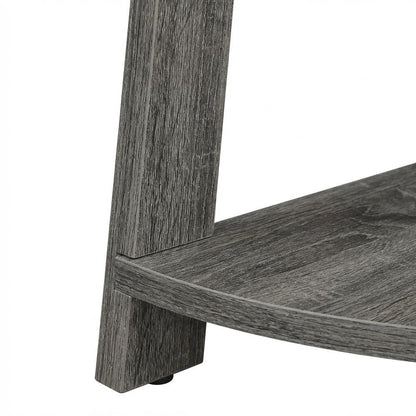 Weathered Gray 5-Tier Corner Bookshelf with Contemporary Design