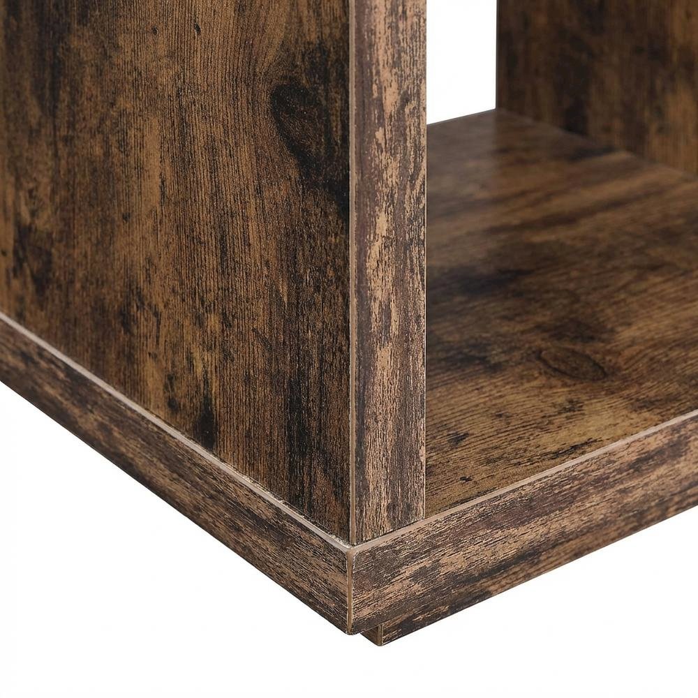 Barnwood Finish End Table with Shelving for Living Room or Bedroom
