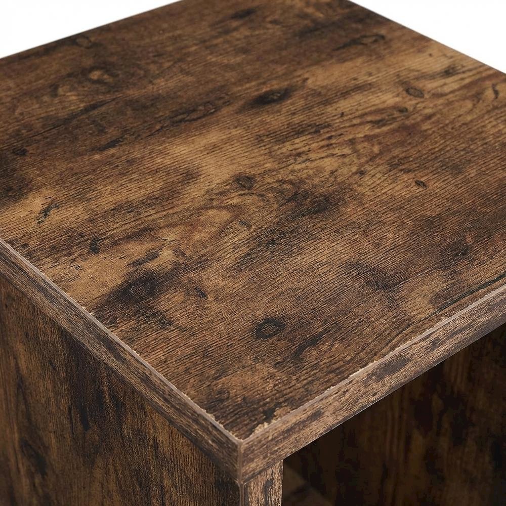 Barnwood Finish End Table with Shelving for Living Room or Bedroom