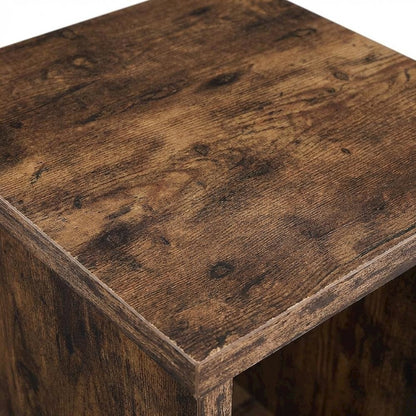 Barnwood Finish End Table with Shelving for Living Room or Bedroom