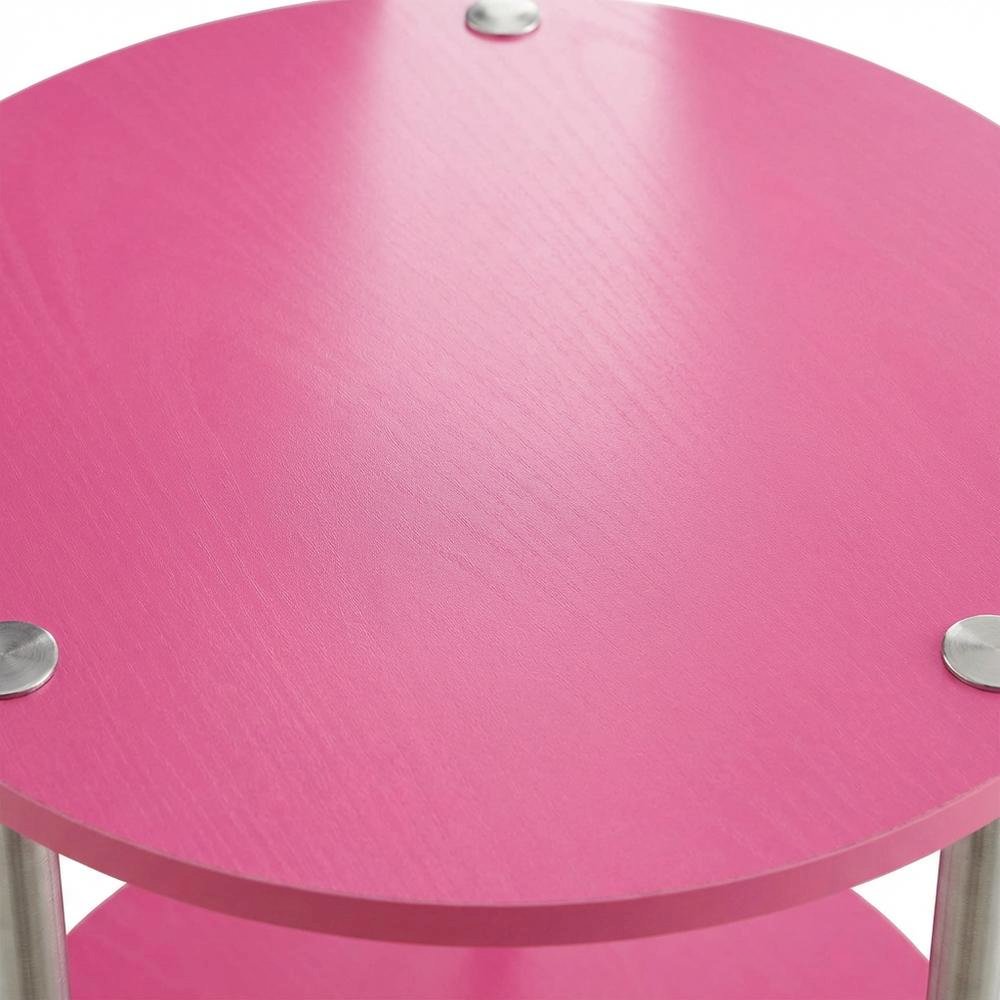 Pink 2-Tier Round End Table with Modern Design and Sturdy Construction