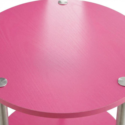 Pink 2-Tier Round End Table with Modern Design and Sturdy Construction