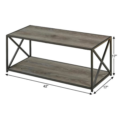 Weathered Gray Coffee Table with Particle Board Top and Sturdy Base Design
