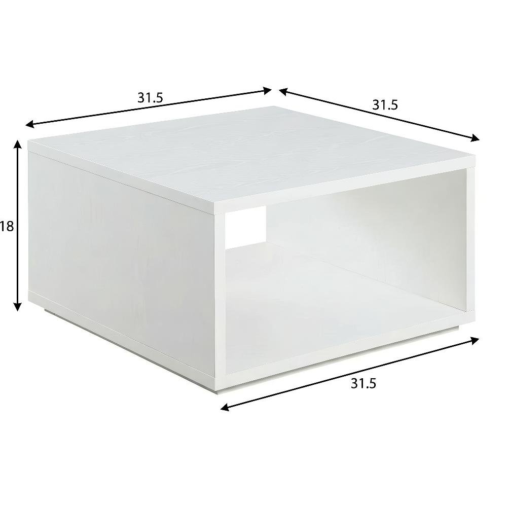 White Square Coffee Table with Honeycomb Particle Board Top and Sturdy Base