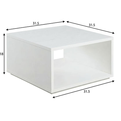 White Square Coffee Table with Honeycomb Particle Board Top and Sturdy Base