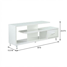 White 1-Drawer TV Stand with Shelves for TVs Up to 65 Inches, Contemporary Style