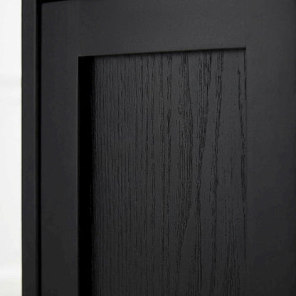 Black Highboy TV Stand with Storage Cabinets and Shelves for 55-Inch TVs