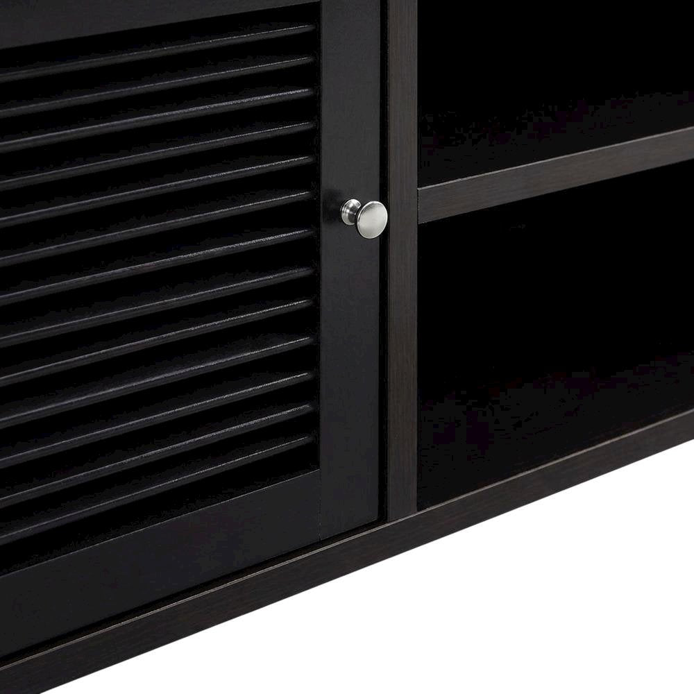 Espresso TV Stand with Bamboo Door and Melamine Veneer Finish for Flat Screens