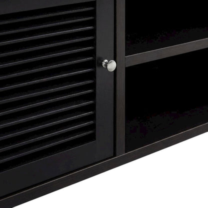 Espresso TV Stand with Bamboo Door and Melamine Veneer Finish for Flat Screens