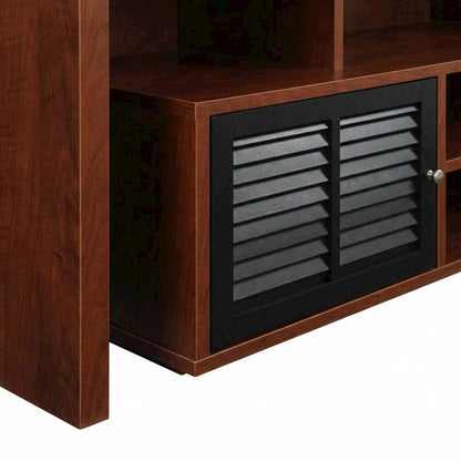 Cherry wood TV stand with melamine veneer and ample storage space