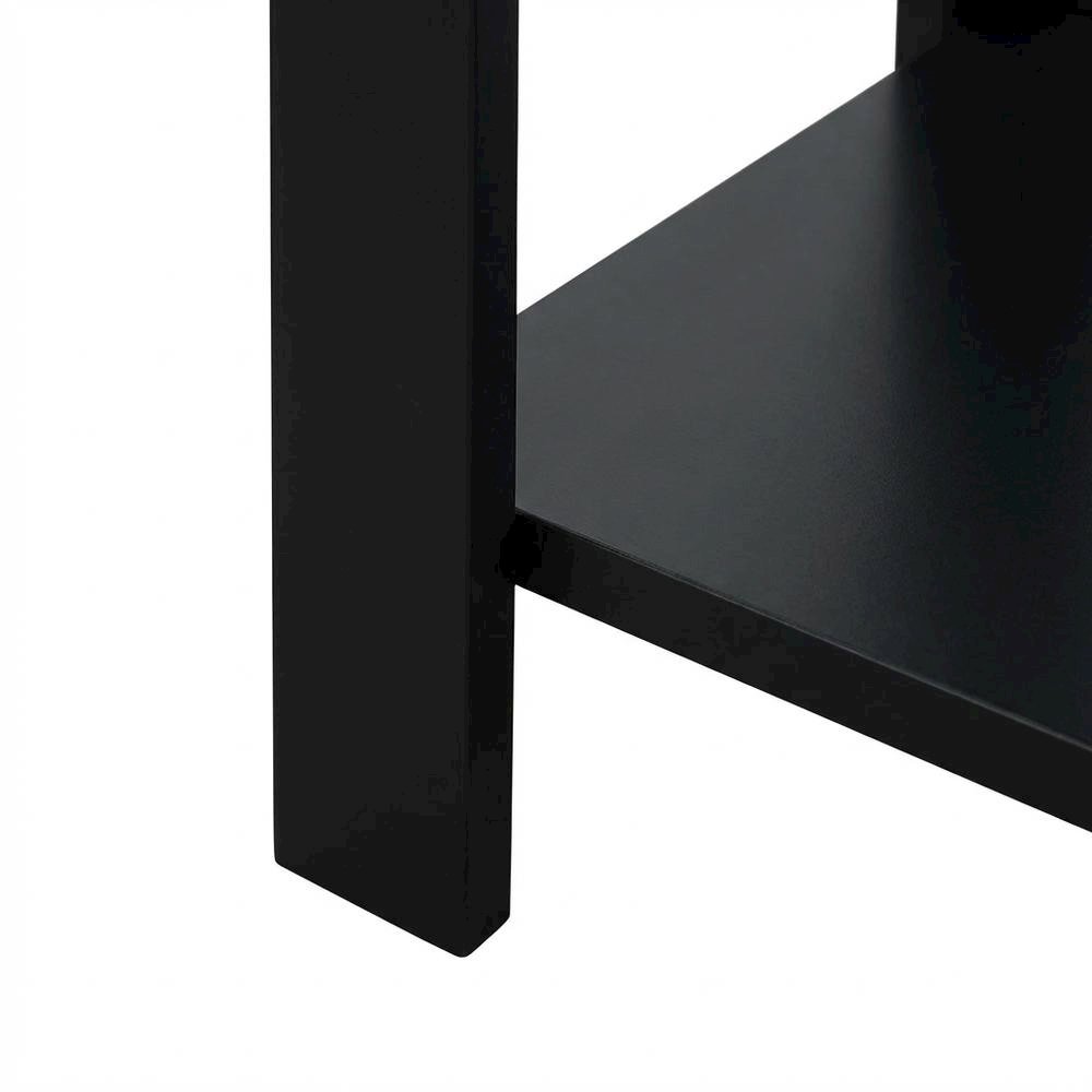 Slim Chairside Table, Black, Bottom Shelf, Quick Setup