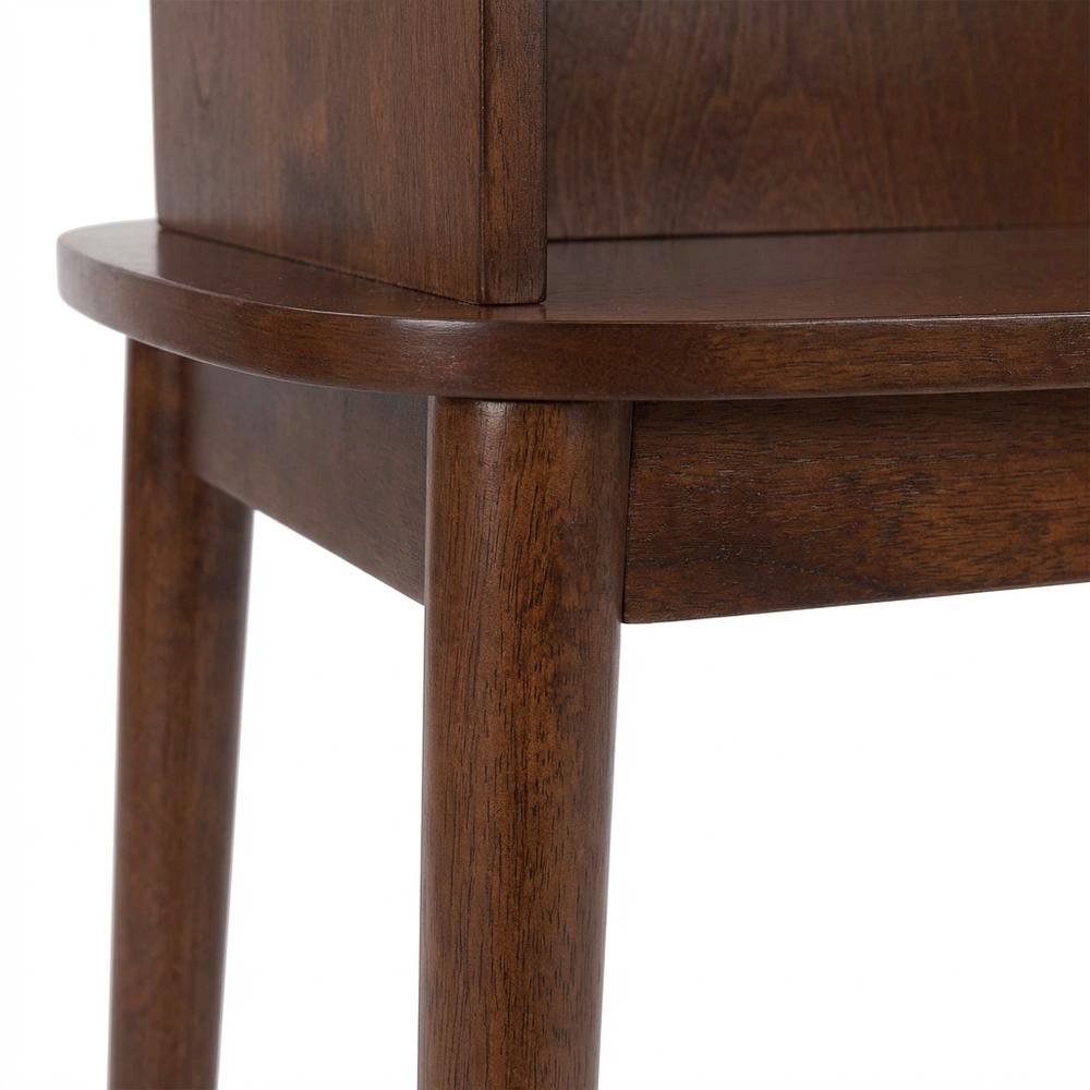 Mid-Century End Table, Brown, 2 Tier Shelf, Solid Wood Legs