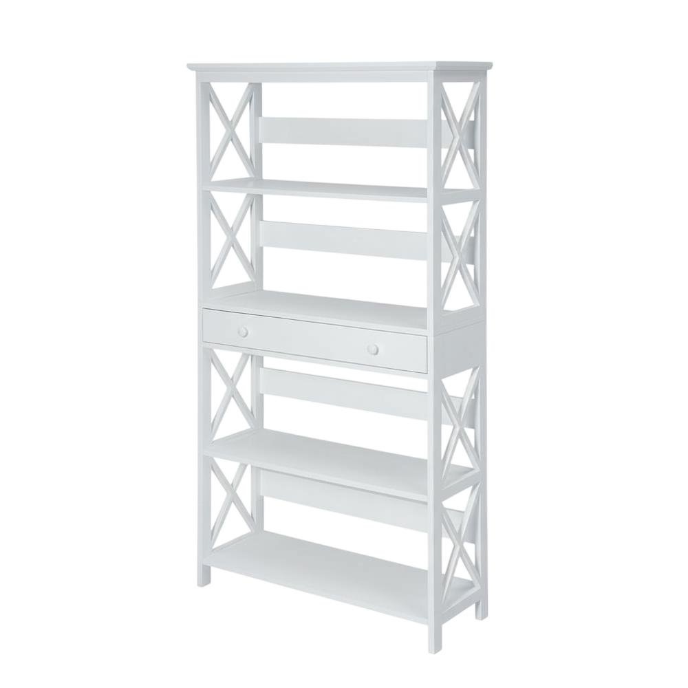 Wooden 5-Tier Bookcase with Drawer for Storage and Organization