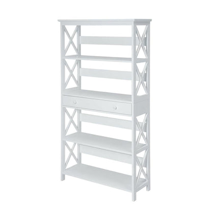 Wooden 5-Tier Bookcase with Drawer for Storage and Organization