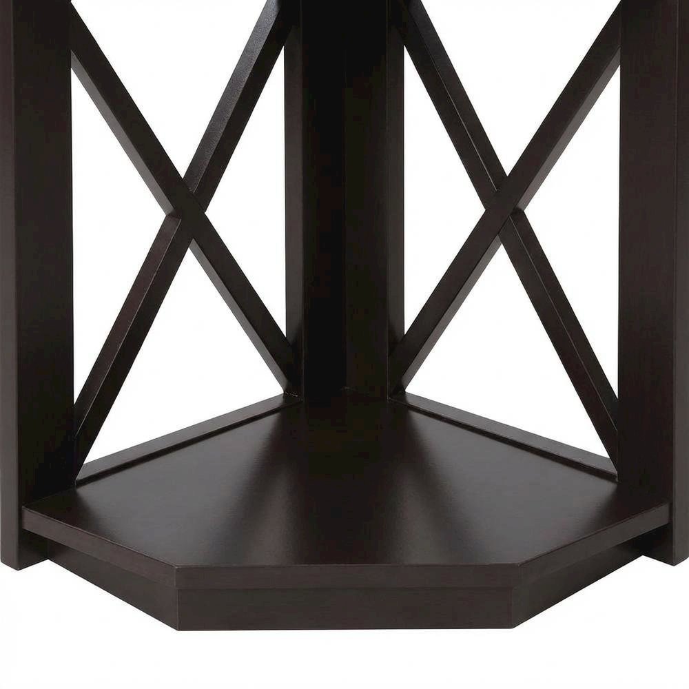 Corner bookcase in a sleek finish with five spacious shelves, flexible storage