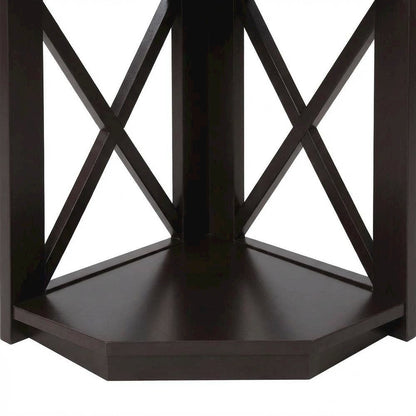 Corner bookcase in a sleek finish with five spacious shelves, flexible storage