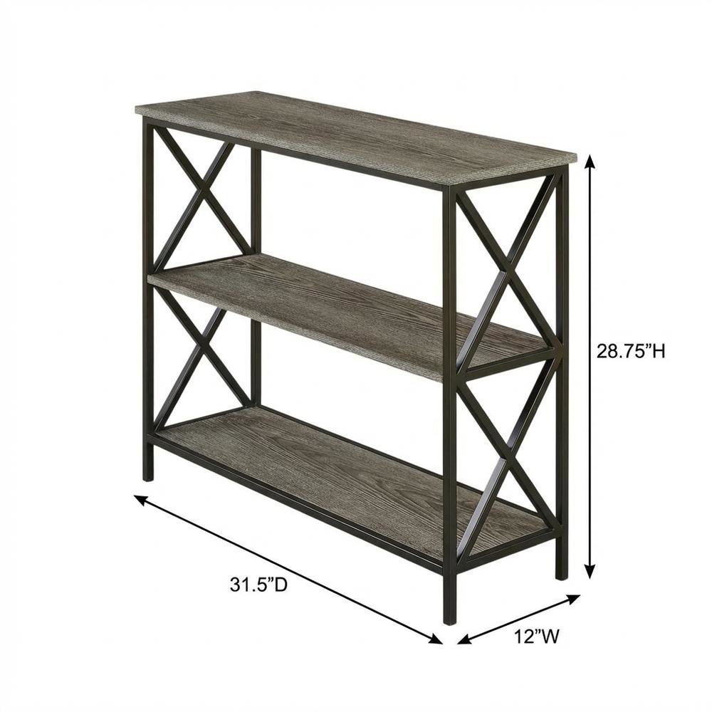 Powder Coated Metal 3-Tier Bookcase with Non-Lead Paint Finish