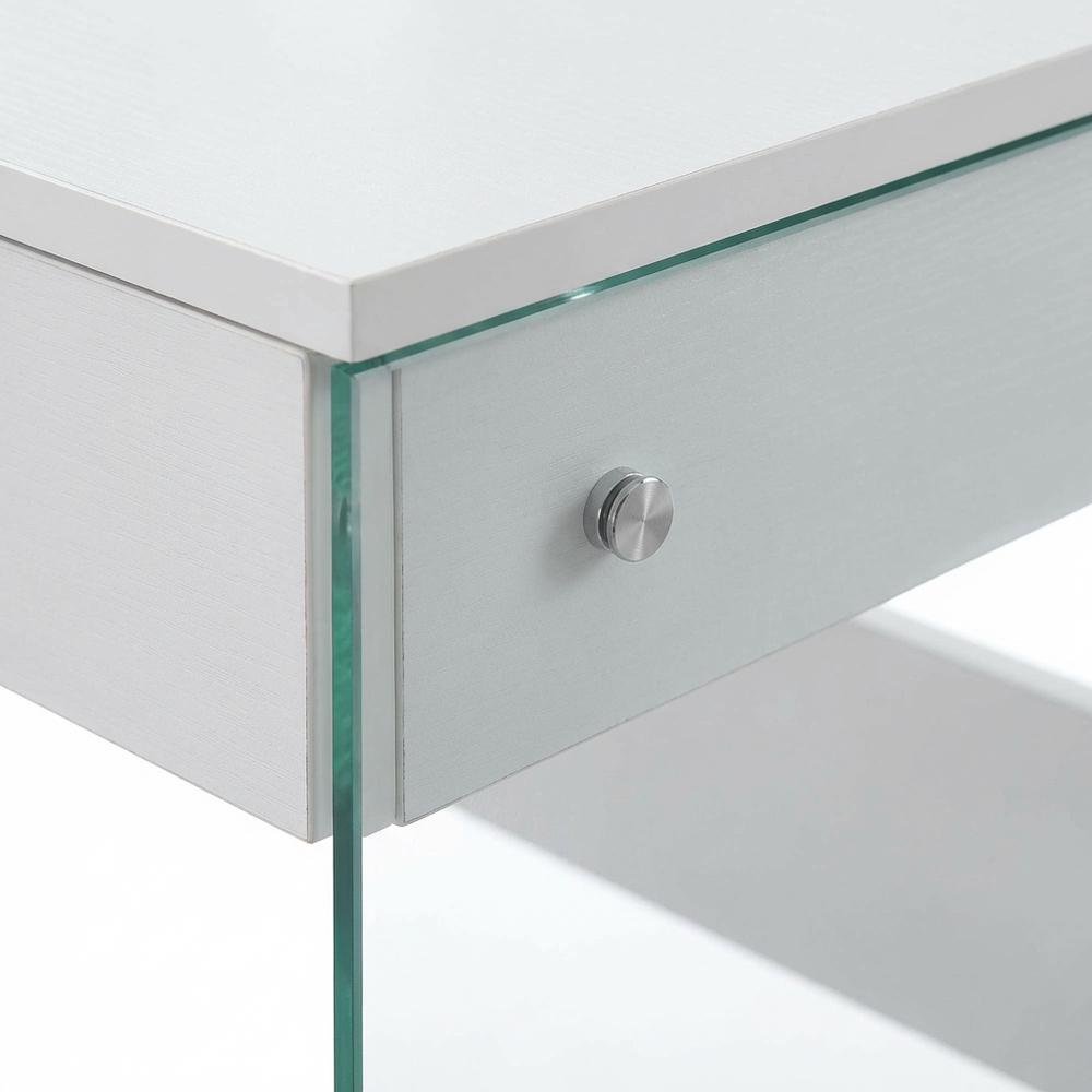 White Glass-Top Desk With Modern Contemporary Style