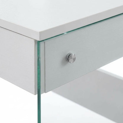 White Glass-Top Desk With Modern Contemporary Style
