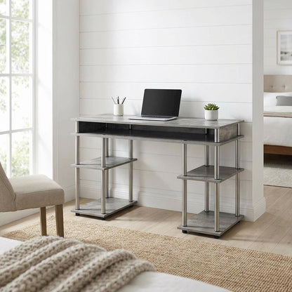 Wooden Student Desk, Melamine Surface, Stainless Steel Frame For Study And Work