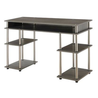 Wooden Student Desk With Melamine Surface And Steel Tube Frame For Study Space