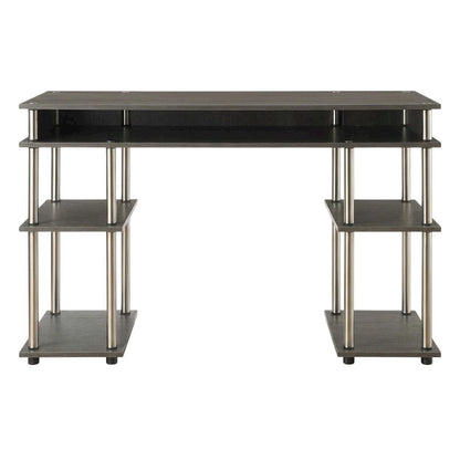 Wooden Student Desk With Melamine Surface And Steel Tube Frame For Study Space