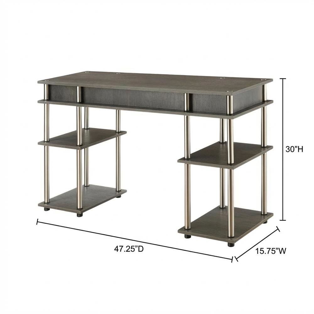 Wooden Student Desk With Melamine Surface And Steel Tube Frame For Study Space